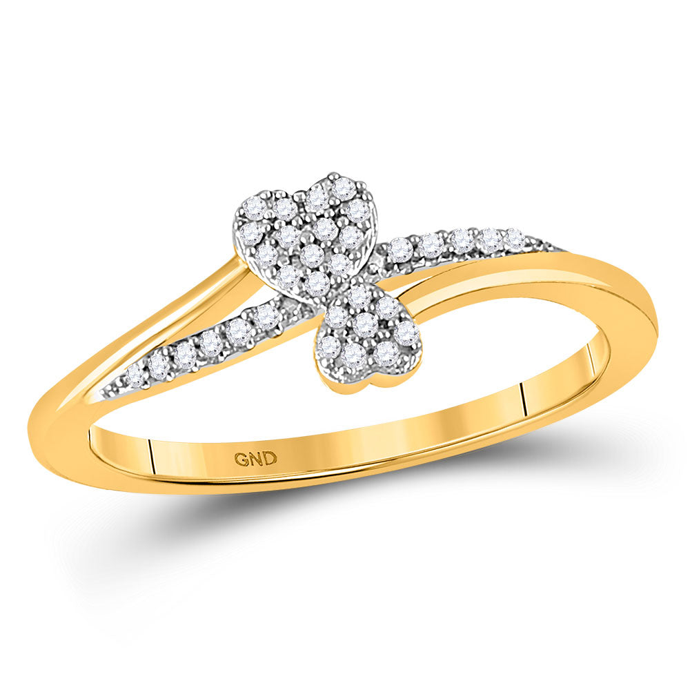 10kt Yellow Gold Womens Round Diamond Heart Ring 1/12 Cttw