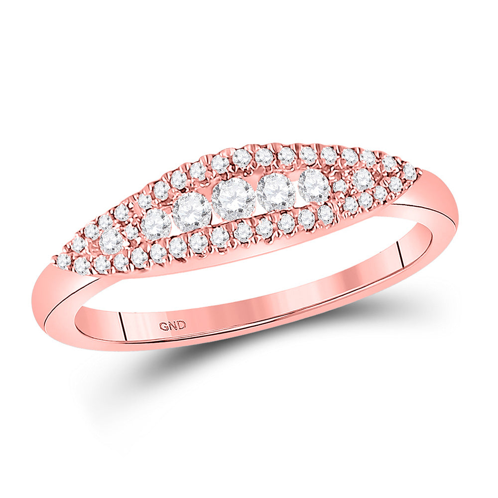 14kt Rose Gold Womens Round Diamond Modern Anniversary Band Ring 3/8 Cttw