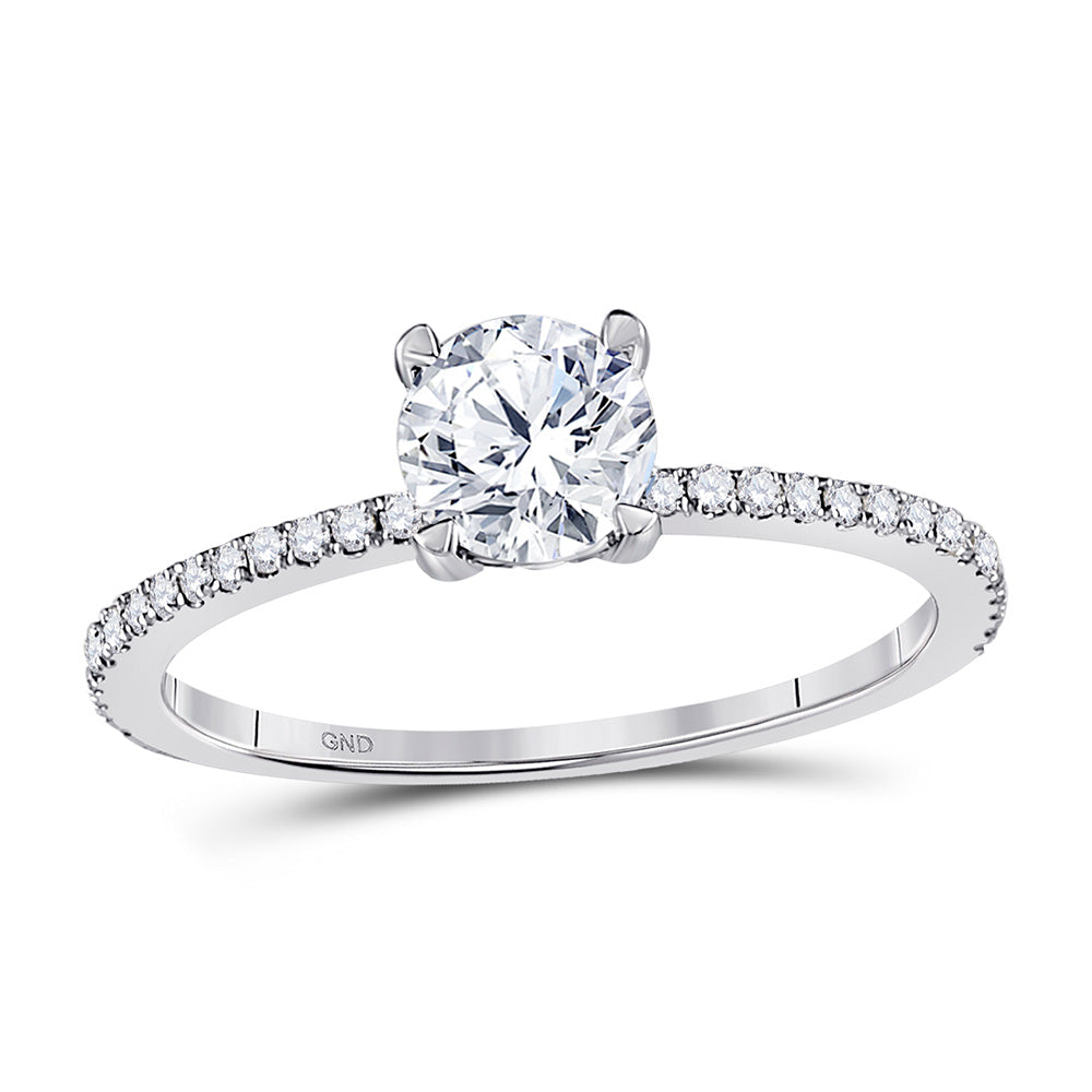 14kt White Gold Round Diamond Solitaire Bridal Wedding Engagement Ring 1 Cttw