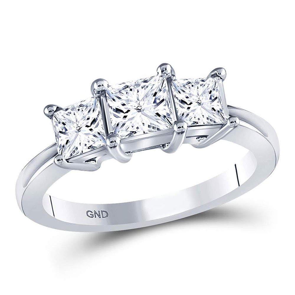 14kt White Gold Princess Diamond 3-stone Bridal Wedding Engagement Ring 1-1/2 Cttw