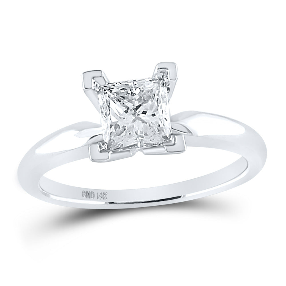 14kt White Gold Womens Princess Diamond Solitaire Bridal Wedding Engagement Ring 1 Cttw