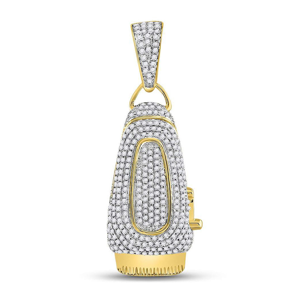 10kt Yellow Gold Mens Round Diamond Barber Clipper Trimmer Charm Pendant 1 Cttw