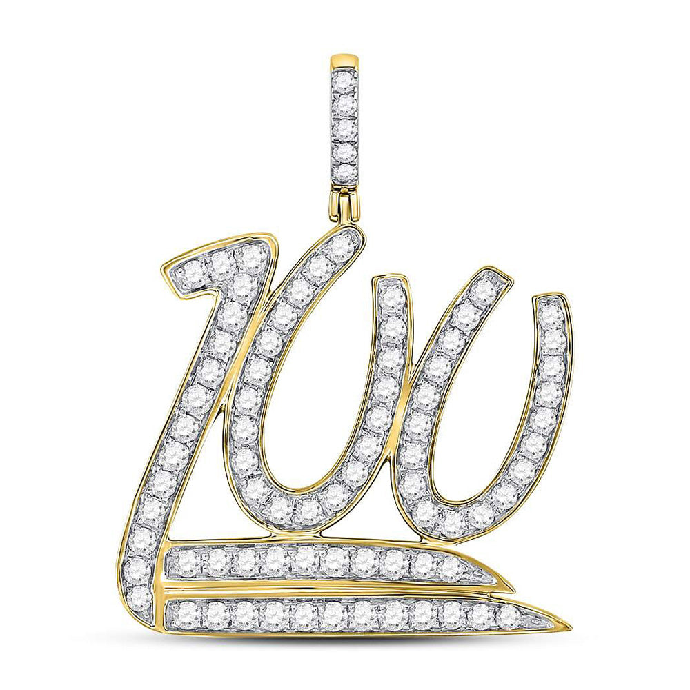 10kt Yellow Gold Mens Round Diamond 100 Hundred Emoji Charm Pendant 1-1/4 Cttw