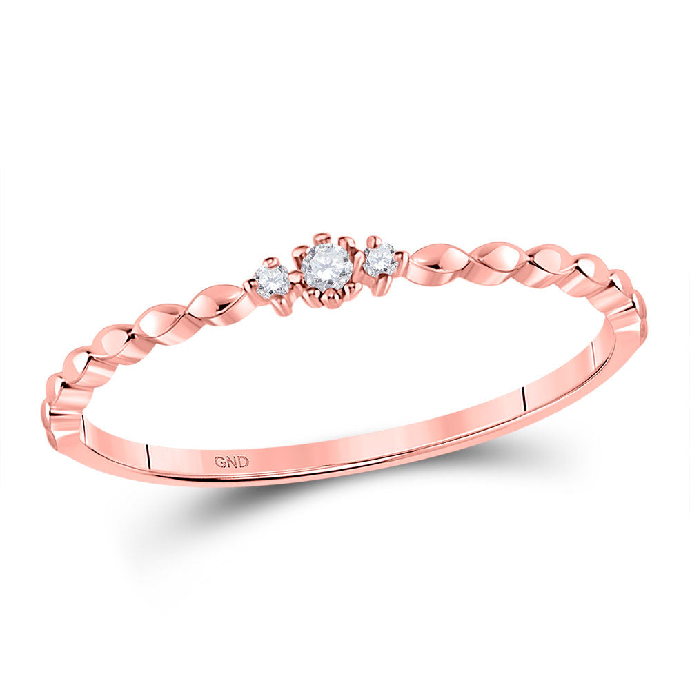 10kt Rose Gold Womens Round Diamond Stackable Band Ring .03 Cttw