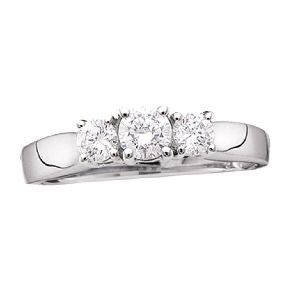 14kt White Gold Round Diamond 3-stone Bridal Wedding Engagement Ring 1/2 Cttw