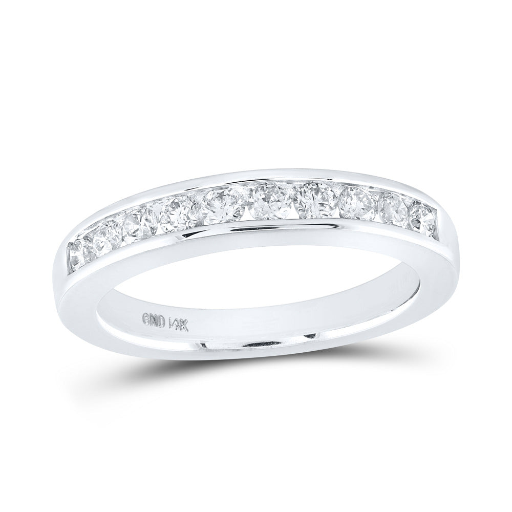 14kt White Gold Womens Round Diamond Wedding Channel Set Band 1/2 Cttw