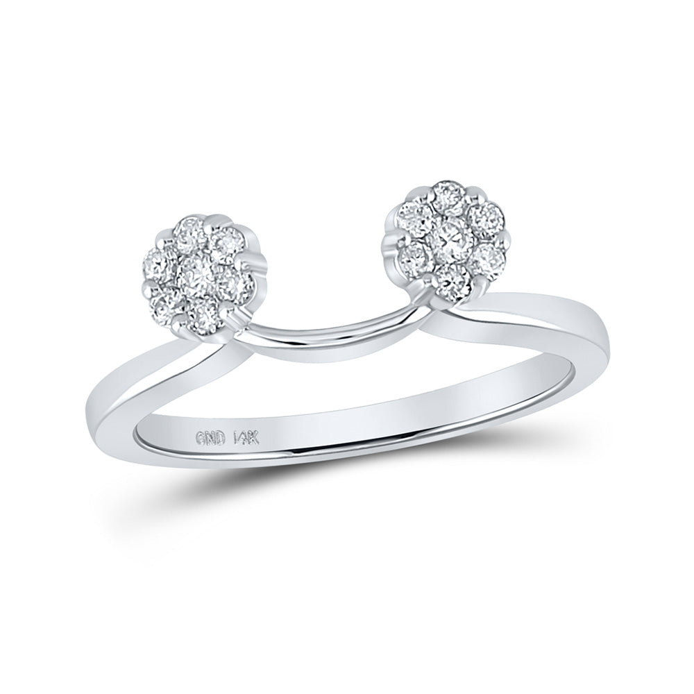 14kt White Gold Womens Round Diamond Wrap Ring Guard Enhancer 1/4 Cttw