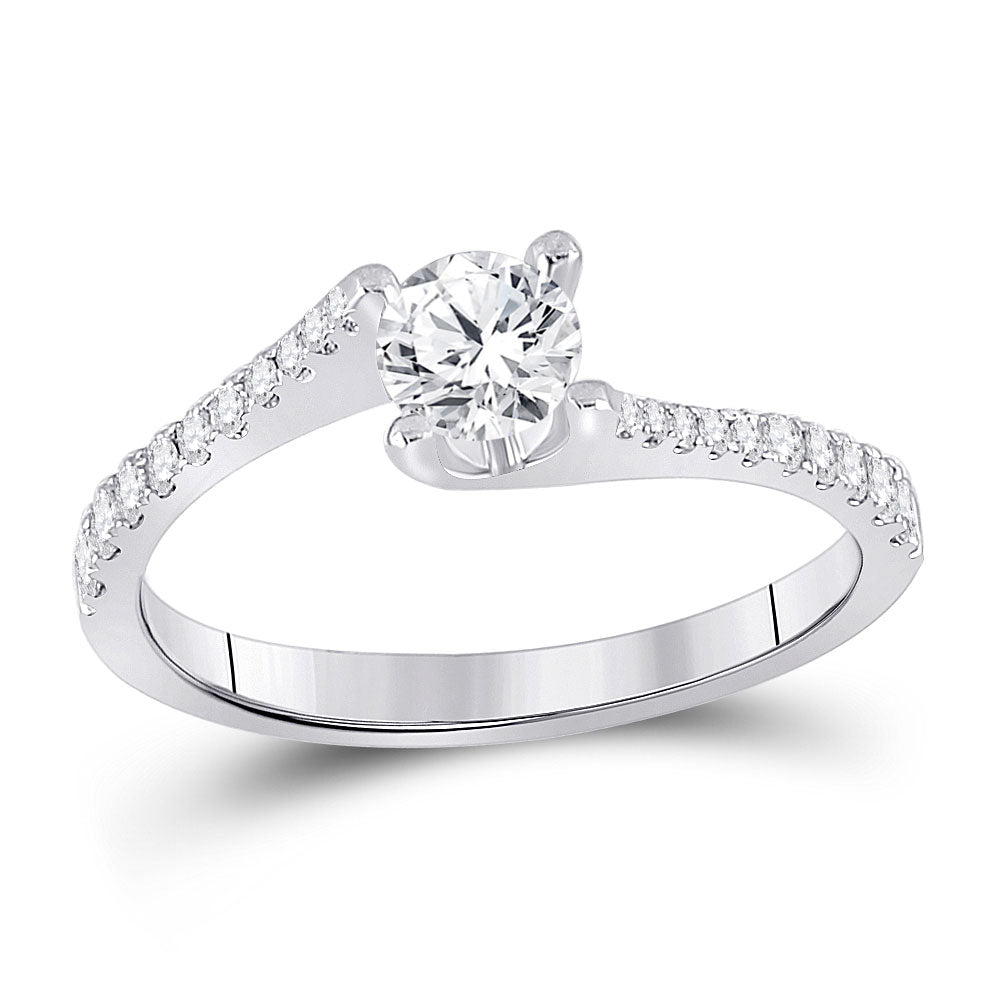 14kt White Gold Round Diamond Solitaire Bridal Wedding Engagement Ring 3/4 Cttw