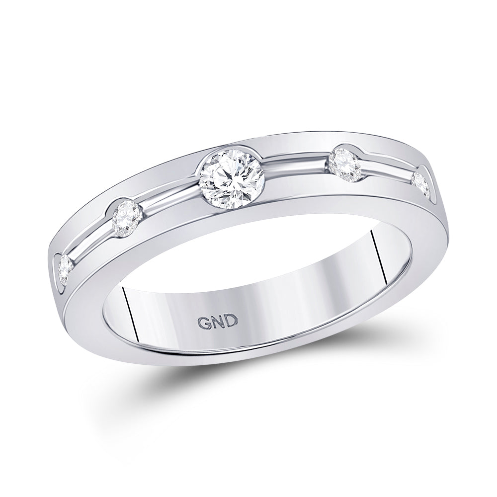14kt White Gold Womens Round Diamond Wedding Band 1/4 Cttw