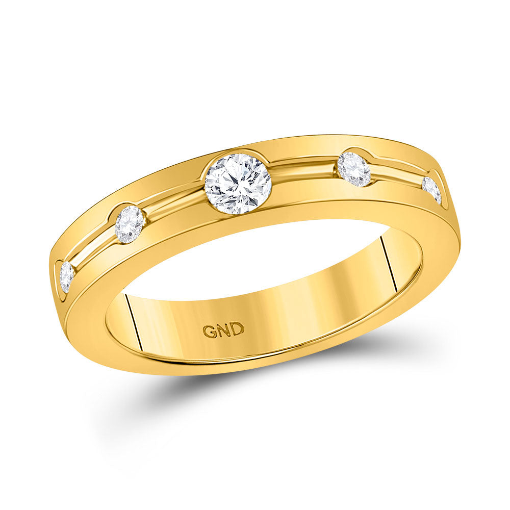 14kt Yellow Gold Womens Round Diamond Wedding Band 1/4 Cttw