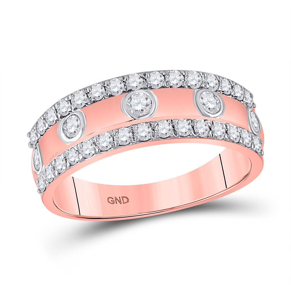 10kt Rose Gold Womens Round Diamond Anniversary Ring 3/4 Cttw