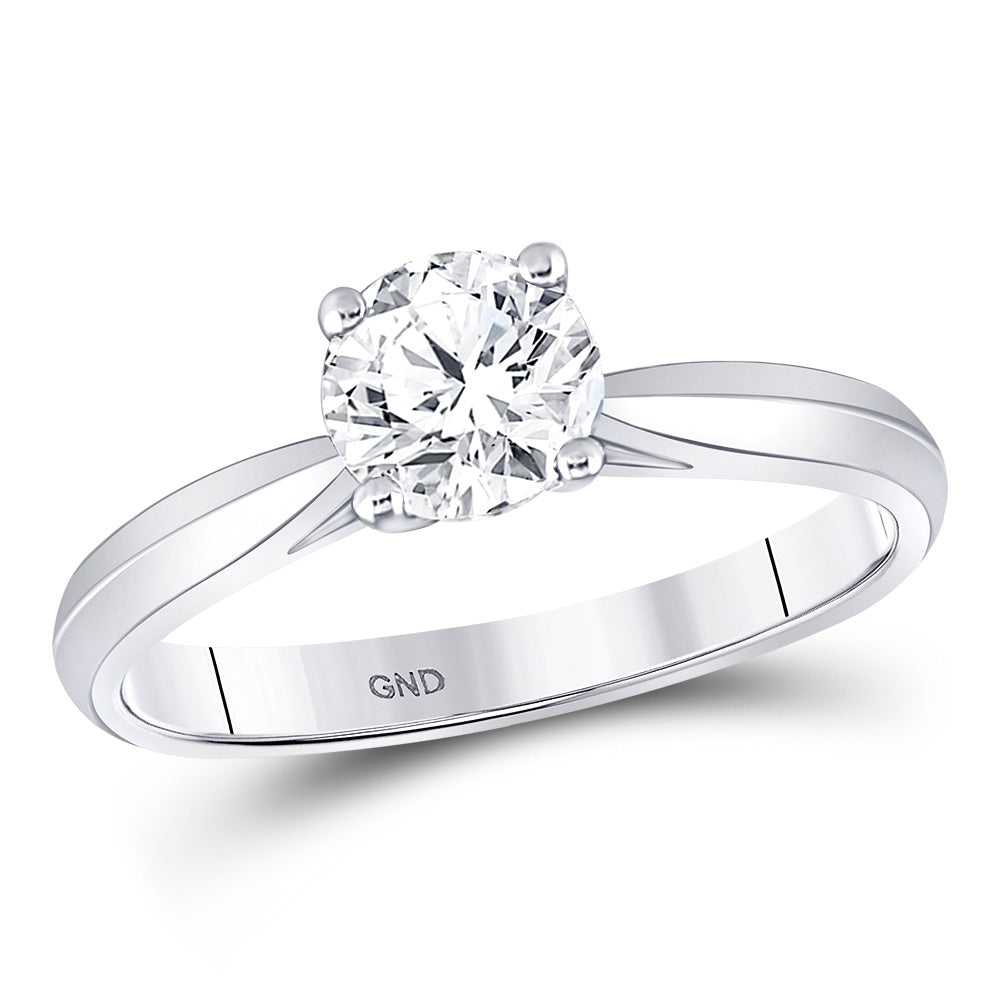14kt White Gold Womens Round Diamond Solitaire Bridal Wedding Engagement Ring 3/4 Cttw