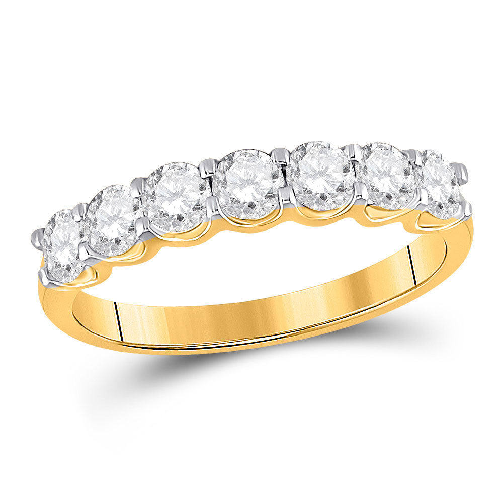 14kt Yellow Gold Womens Round Diamond Single Row Band Ring 1 Cttw