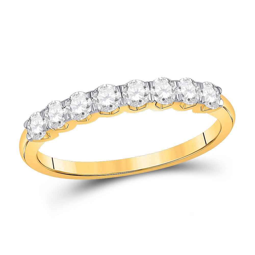 14kt Yellow Gold Womens Round Diamond Single Row Band Ring 1/2 Cttw