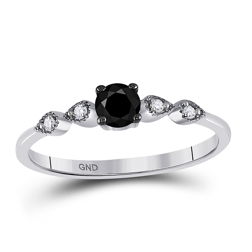 10kt White Gold Round Diamond Solitaire Bridal Wedding Engagement Ring 1/3 Cttw