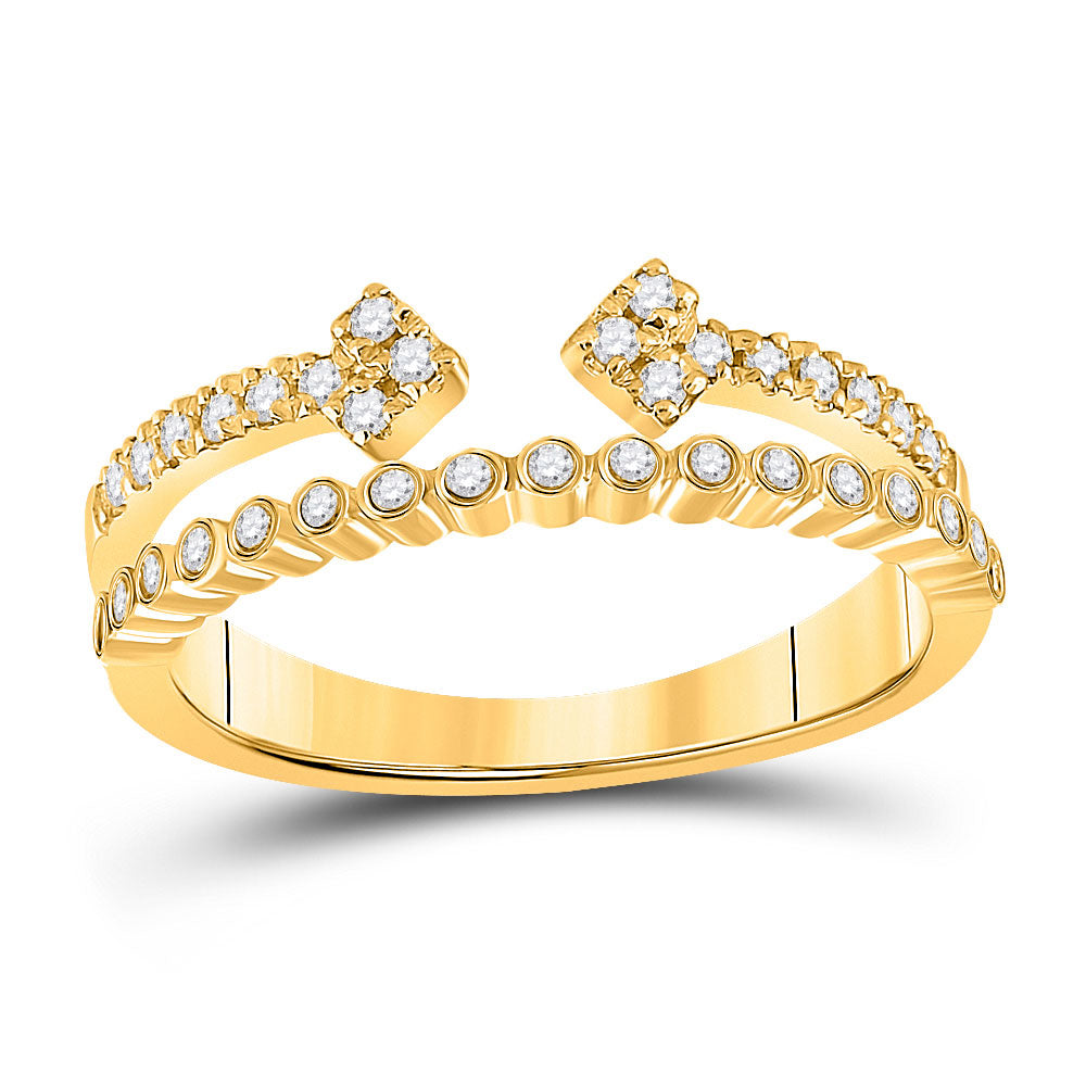 10kt Yellow Gold Womens Round Diamond Bisected Modern Fashion Ring 1/4 Cttw