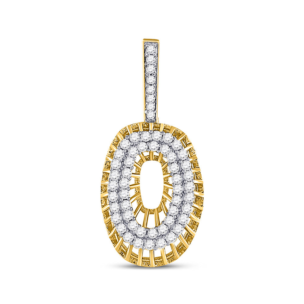 10kt Yellow Gold Mens Round Diamond O Letter Charm Pendant 1 Cttw