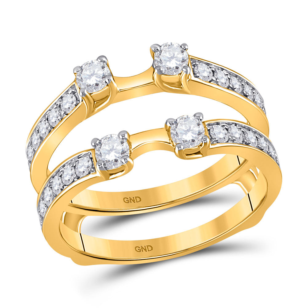 14kt Yellow Gold Womens Round Diamond Wedding Wrap Ring Guard Enhancer 1 Cttw
