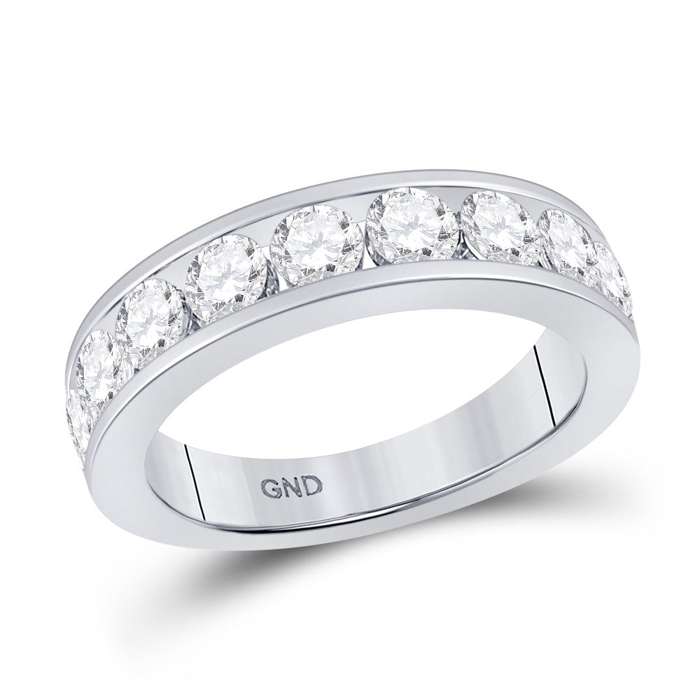 14kt White Gold Womens Round Diamond Wedding Single Row Band 1-3/4 Cttw