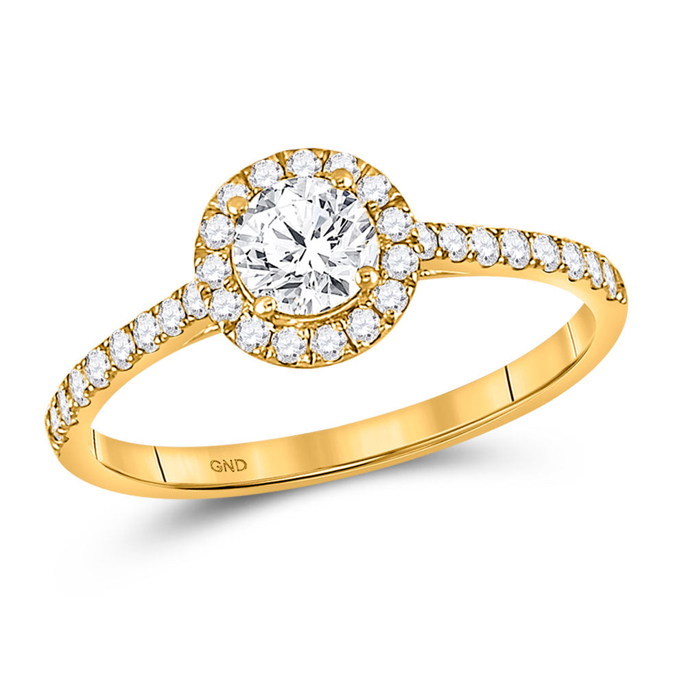 14kt Yellow Gold Round Diamond Halo Bridal Wedding Engagement Ring 3/4 Cttw