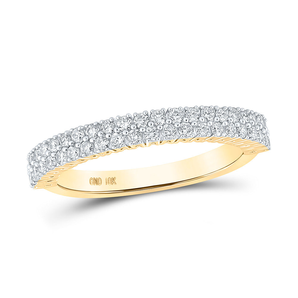 10kt Yellow Gold Womens Round Diamond Band Ring 1/2 Cttw