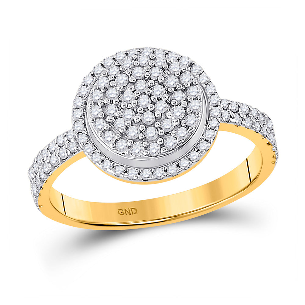 10kt Yellow Gold Womens Round Diamond Circle Cluster Ring 1/2 Cttw