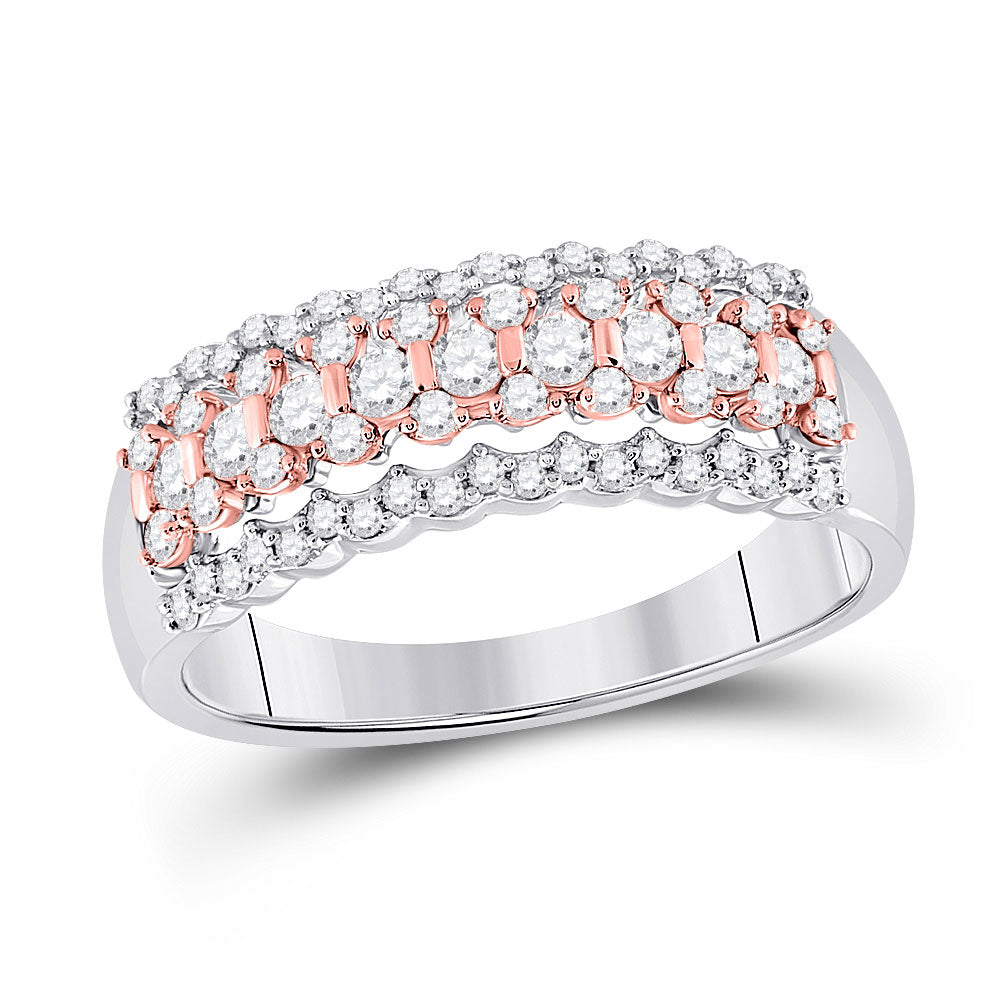 14kt Two-tone Gold Womens Round Diamond Anniversary Ring 1/2 Cttw