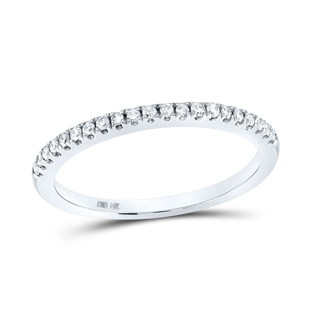 14kt White Gold Womens Round Diamond Classic Anniversary Ring 1/6 Cttw