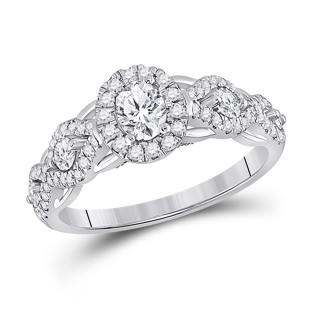 14kt White Gold Oval Diamond Halo Bridal Wedding Engagement Ring 1 Cttw