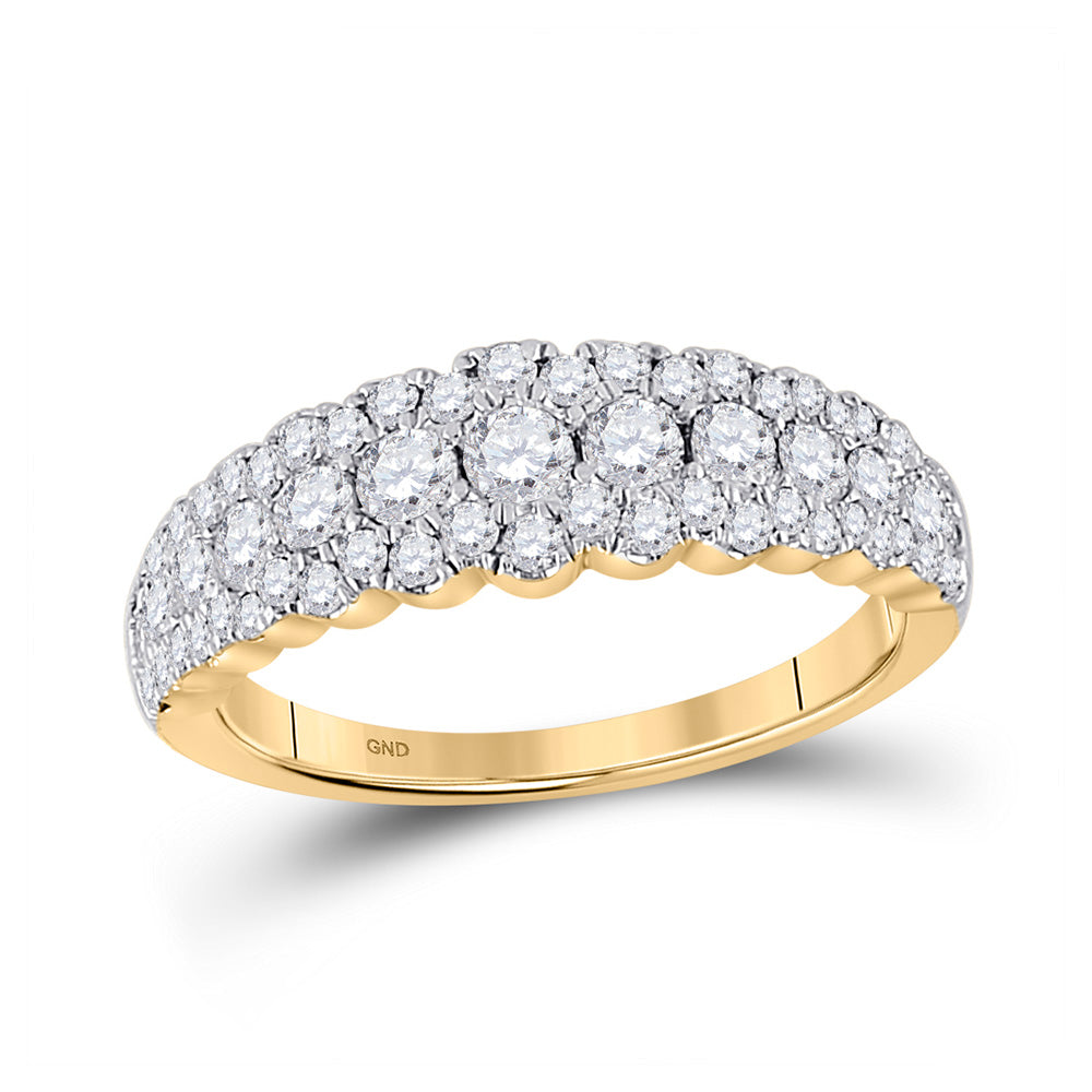 10kt Yellow Gold Womens Round Diamond Anniversary Band Ring 1 Cttw