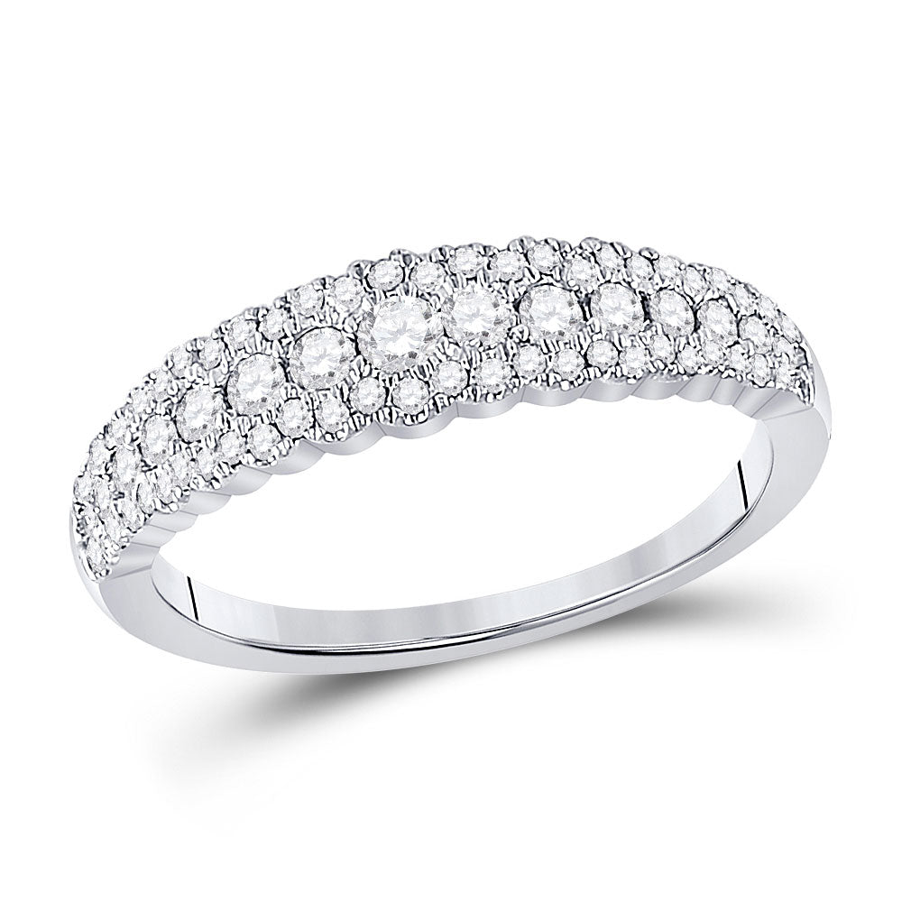 10kt White Gold Womens Round Diamond Anniversary Ring 1/2 Cttw