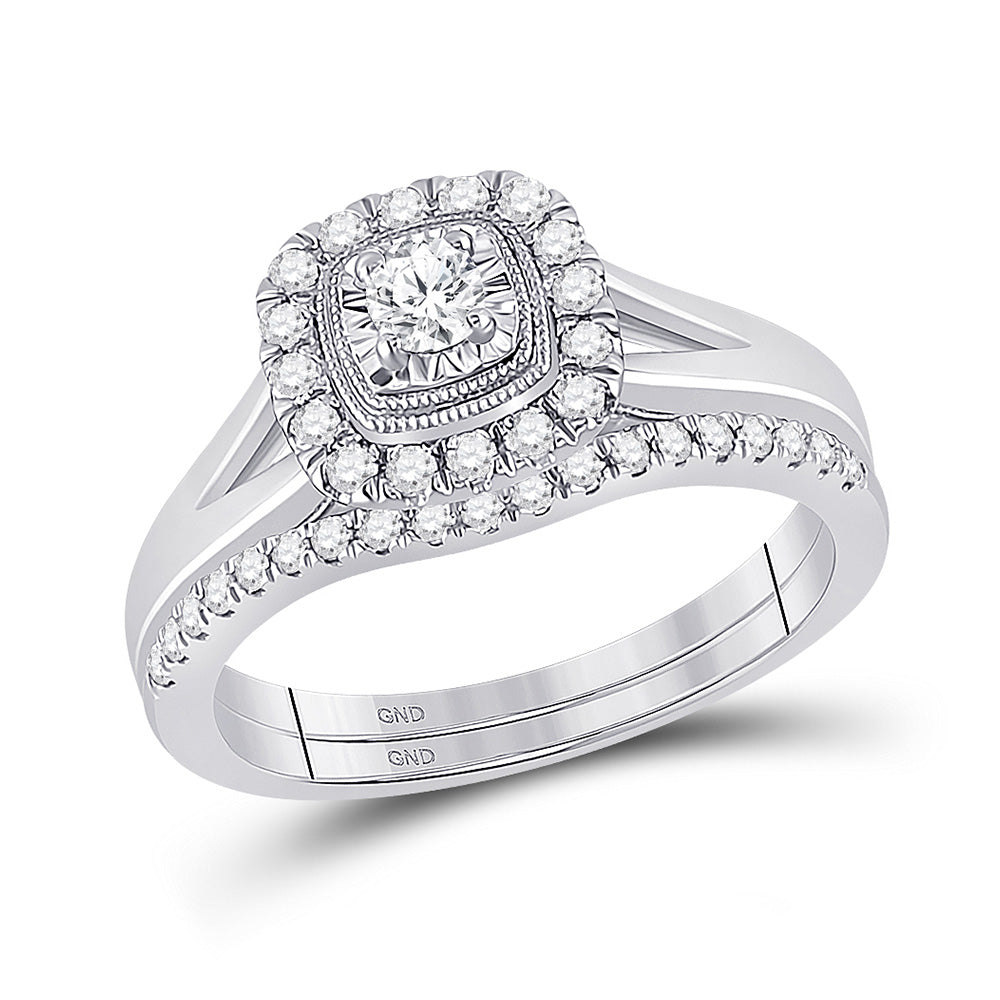 10kt Two-tone Gold Round Diamond Bridal Wedding Ring Band Set 1/2 Cttw