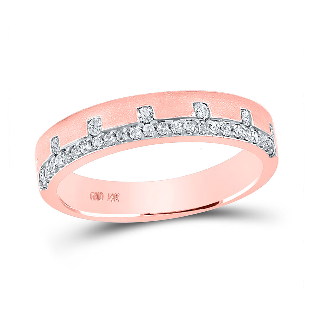 14kt Rose Gold Womens Round Diamond Band Ring 1/4 Cttw