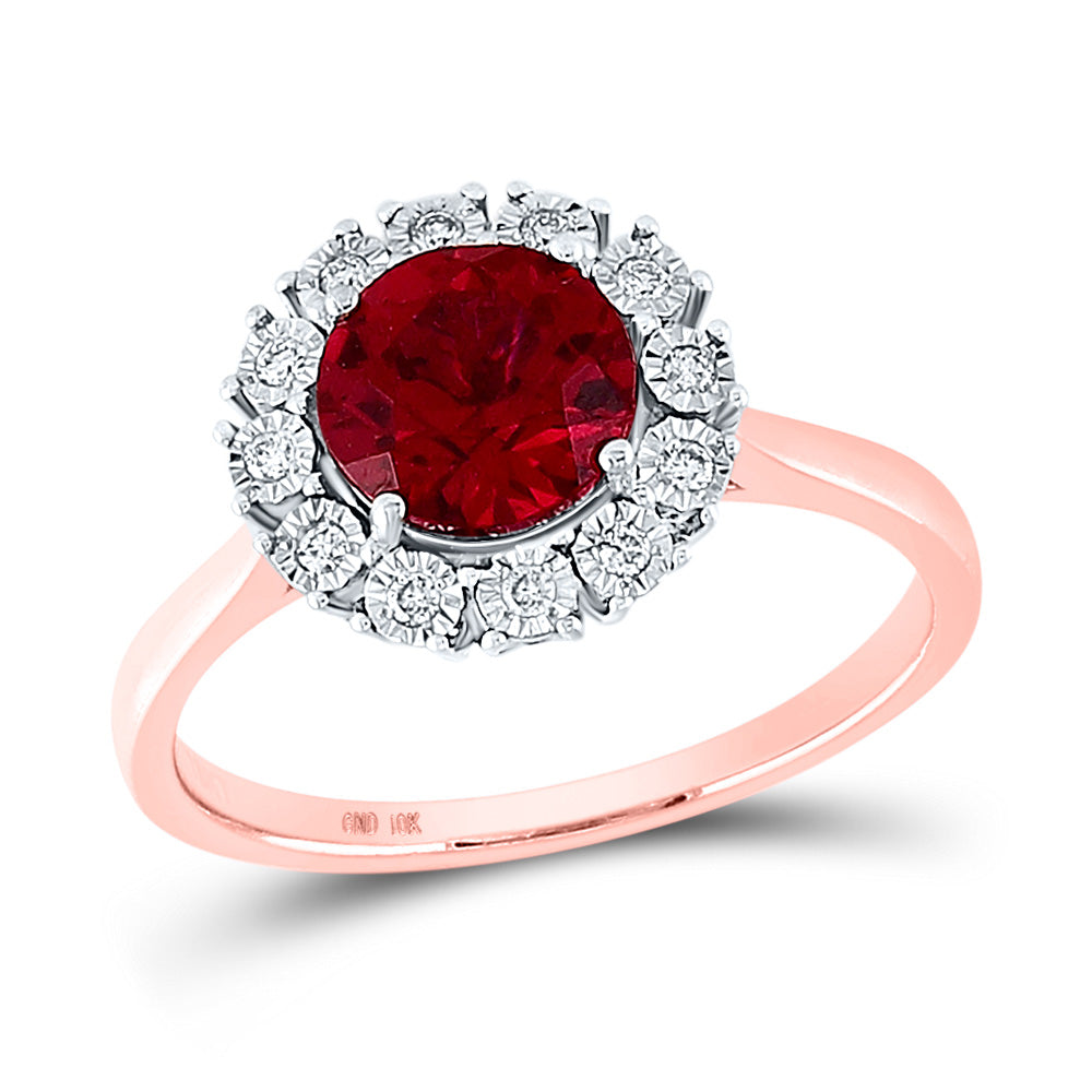 14kt Rose Gold Womens Round Ruby Diamond Solitaire Ring 1-5/8 Cttw