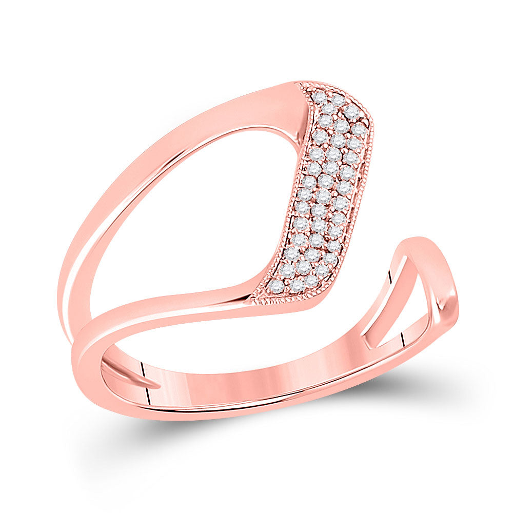 14kt Rose Gold Womens Round Diamond Geometric Fashion Ring 1/6 Cttw