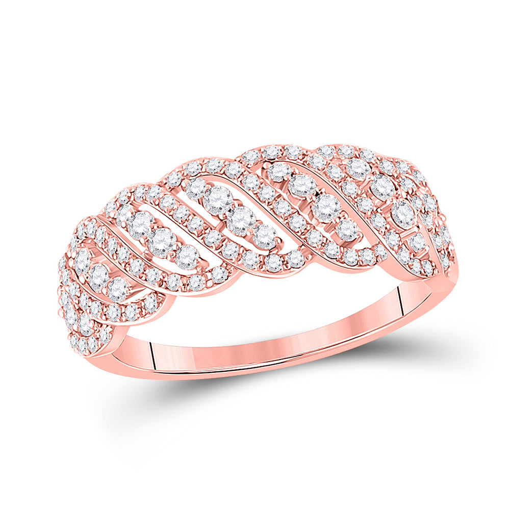 14kt Rose Gold Womens Round Diamond Timeless Anniversary Ring 5/8 Cttw