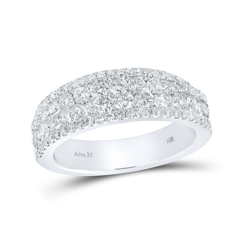 14kt White Gold Womens Round Diamond Band Ring 1 Cttw