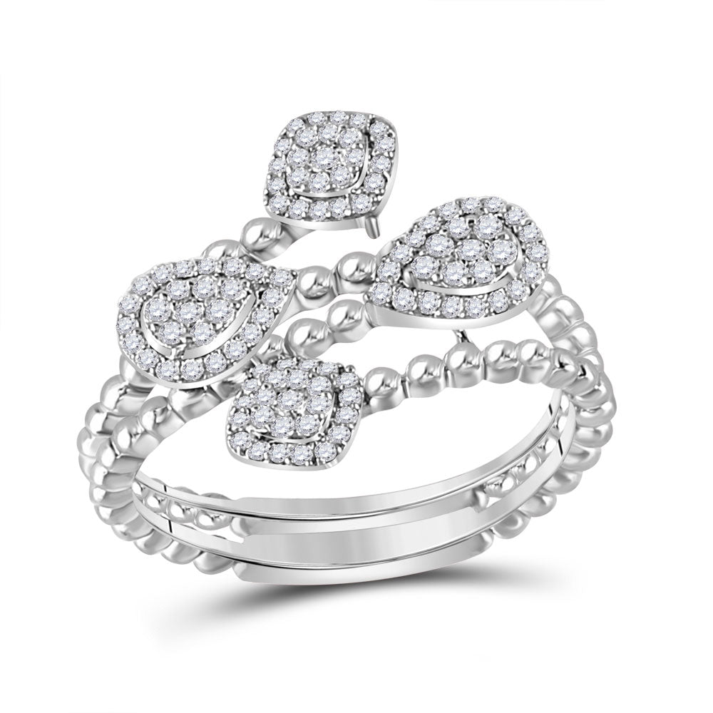 10kt White Gold Womens Round Diamond Scattered Cluster Fashion Ring 1/3 Cttw