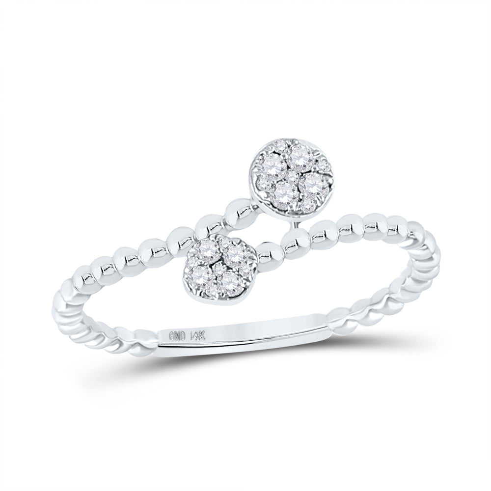 10kt White Gold Womens Round Diamond Bypass Cluster Ring 1/8 Cttw