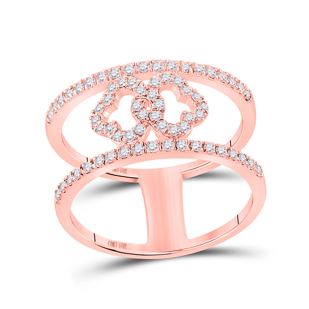 10kt Rose Gold Womens Round Diamond Negative Space Band Ring 3/8 Cttw