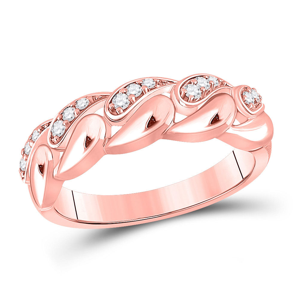 14kt Rose Gold Womens Round Diamond Fashion Ring 1/6 Cttw