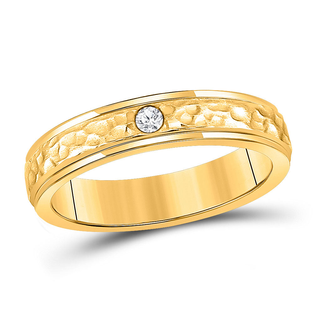 14kt Yellow Gold Womens Round Diamond Solitaire Band Ring 1/20 Cttw