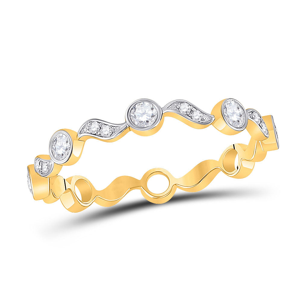 10kt Yellow Gold Womens Round Diamond Stackable Band Ring 1/4 Cttw