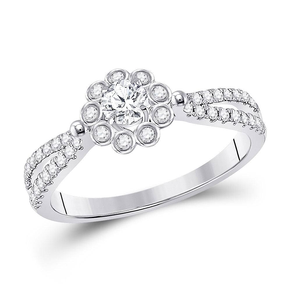 14kt White Gold Round Diamond Solitaire Bridal Wedding Engagement Ring 1/2 Cttw