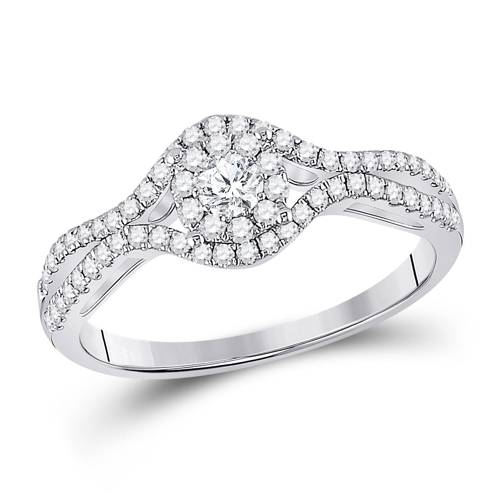 14kt White Gold Round Diamond Solitaire Bridal Wedding Engagement Ring 1/2 Cttw