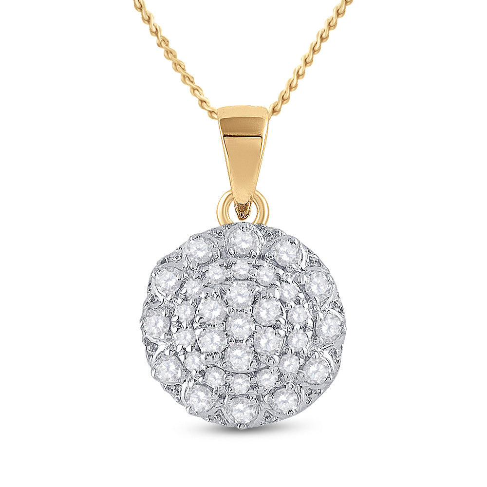 14kt Yellow Gold Womens Round Diamond Flower Cluster Pendant 1/3 Cttw