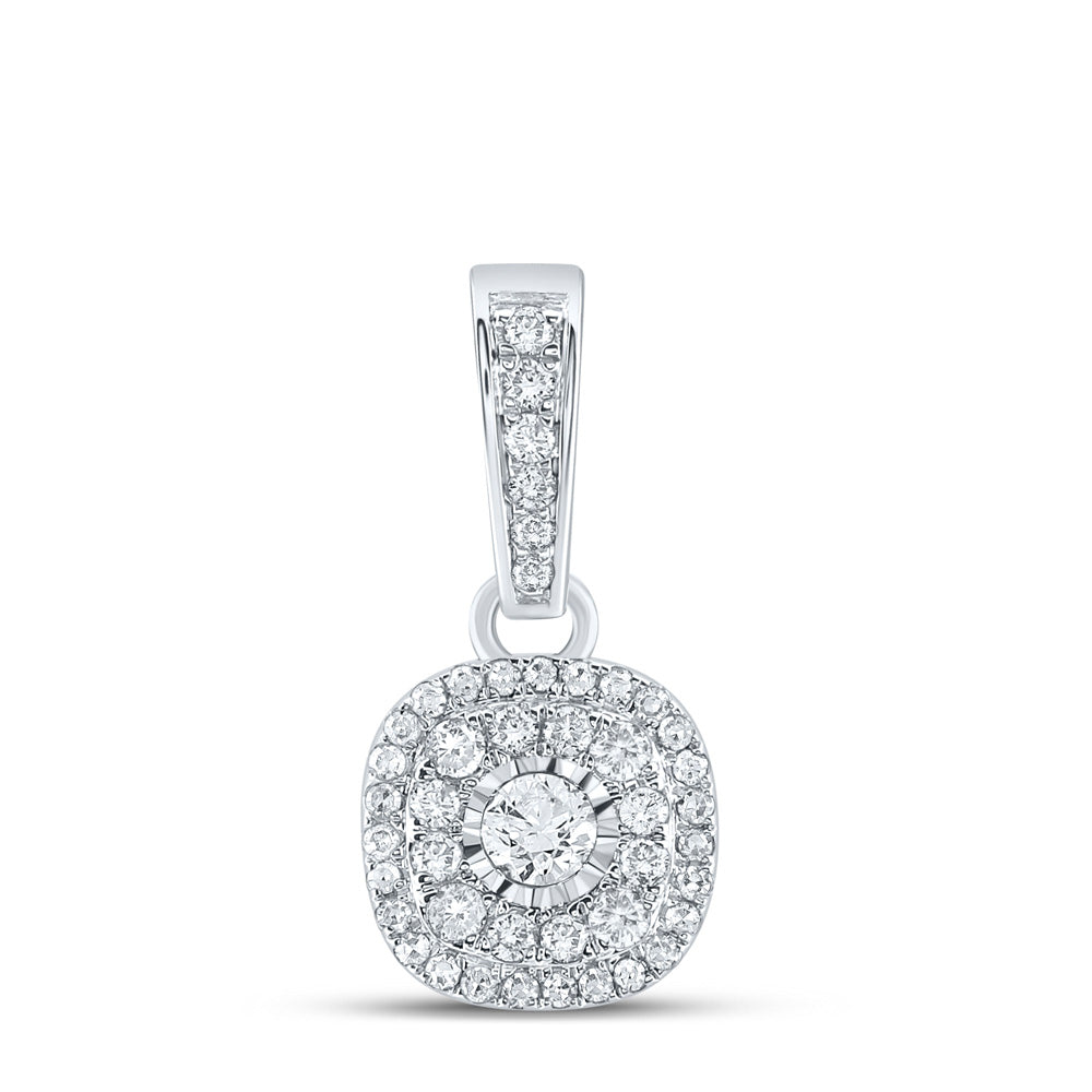 10kt White Gold Womens Round Diamond Cluster Pendant 1/4 Cttw