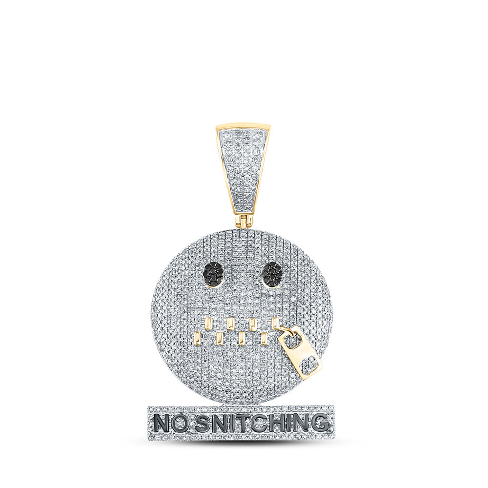10kt Yellow Gold Mens Round Diamond No Snitching Phrase Pendant 2 Cttw