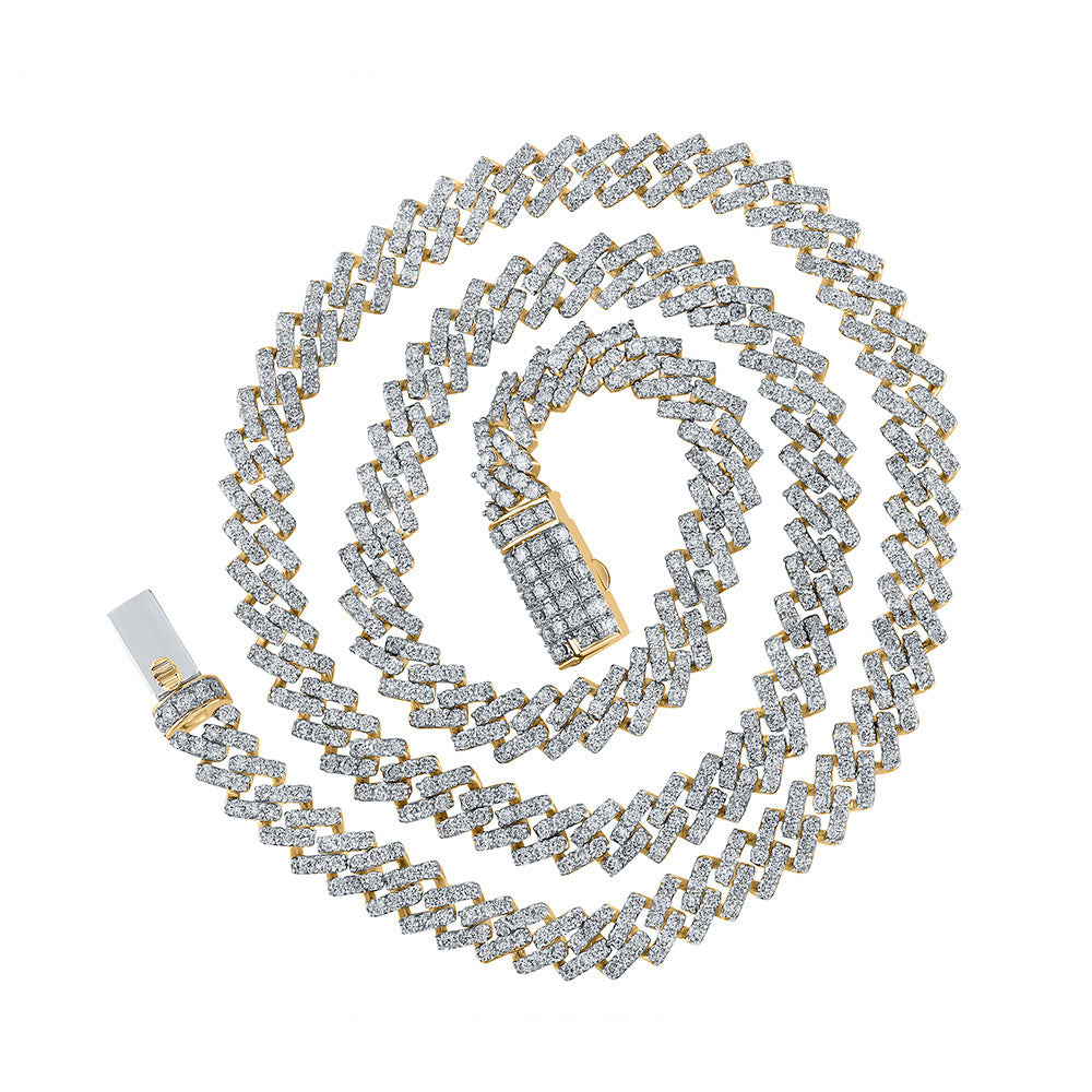 10kt Yellow Gold Mens Round Diamond Link Chain Necklace 20-3/4 Cttw