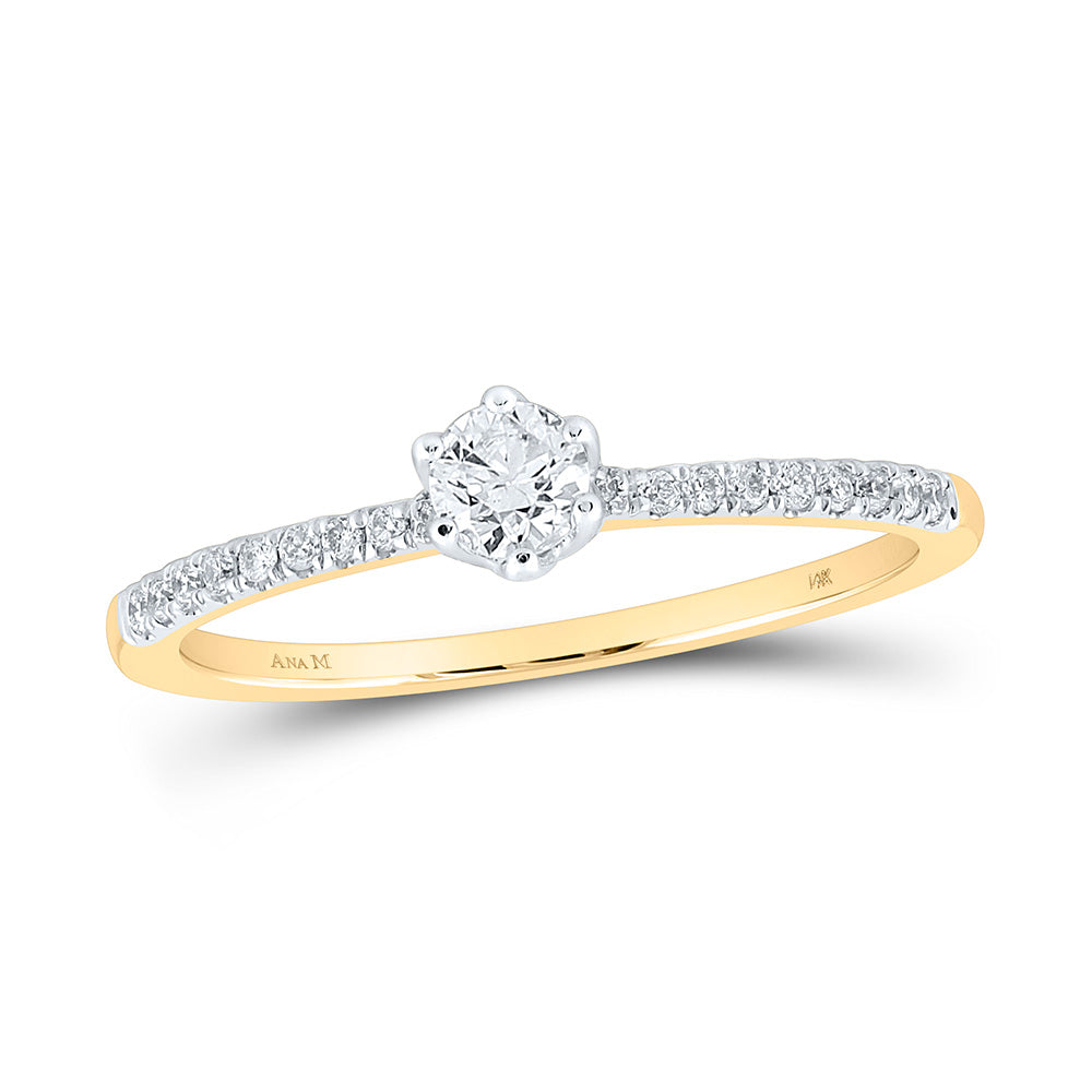 14kt Yellow Gold Round Diamond Solitaire Bridal Wedding Engagement Ring 1/3 Cttw